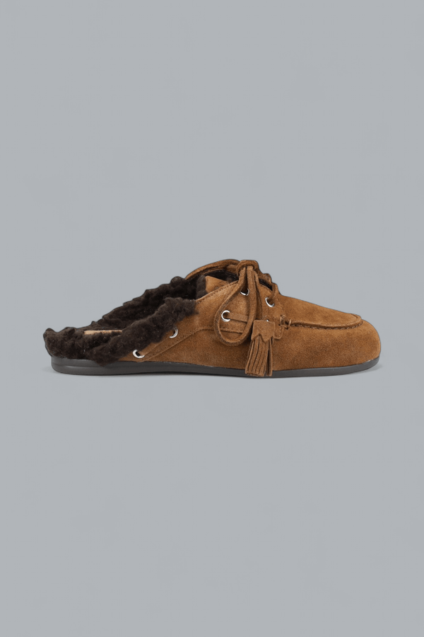 BOAT LOAFERS MULE FUR BEADS