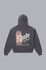 RHUDE FUMAR 91 HOODIE MET RITS, VINTAGE, ZWART / WIT / ROOD