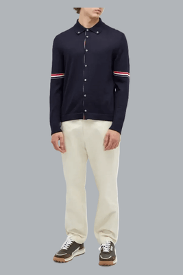 Jersey Stitch RWB Button Down Shirt