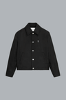 BLACK BUTTON-ON JACKET WITH RIVET BLACK