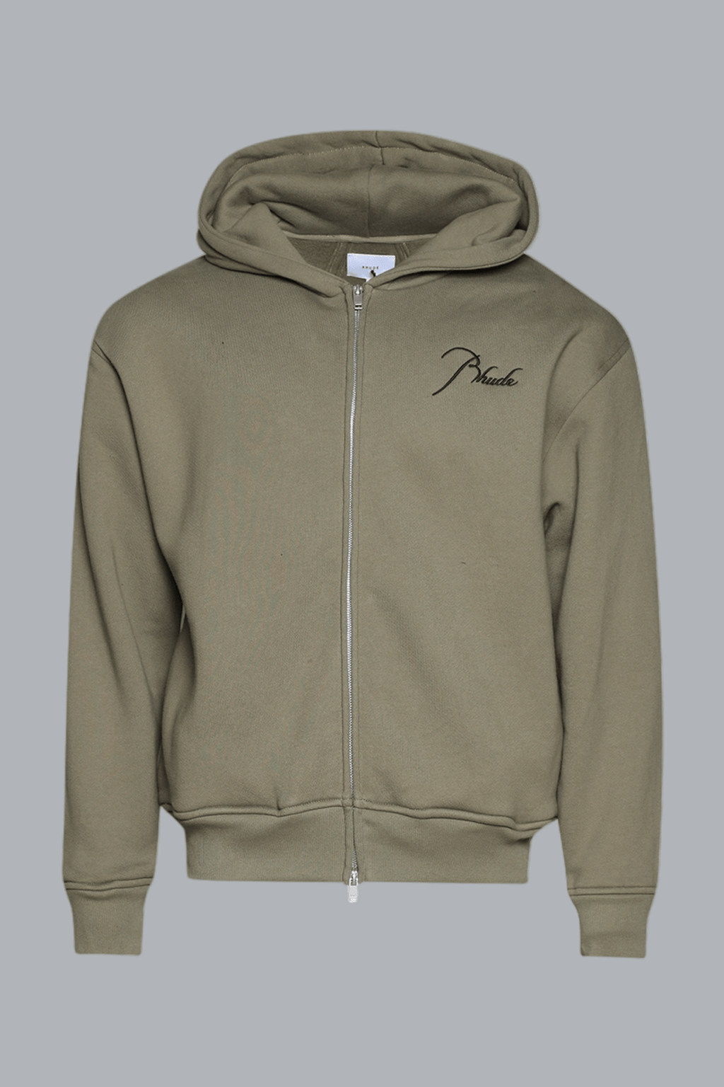 Klassieke hoodie met rits, mosgroen/zwart