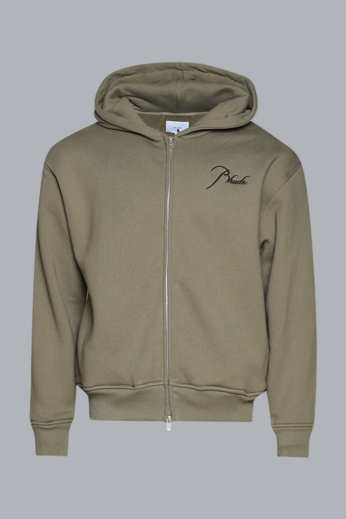 Klassieke hoodie met rits, mosgroen/zwart