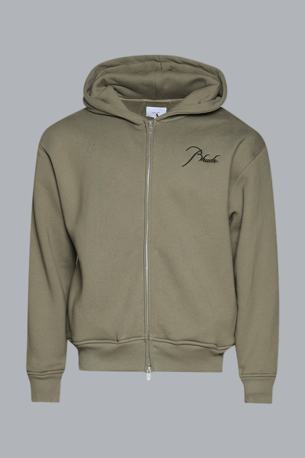 CLASSIQUE ZIP UP HOODIE MOSS GREEN / BLACK
