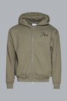 Klassieke hoodie met rits, mosgroen/zwart