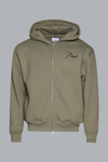 Klassieke hoodie met rits, mosgroen/zwart