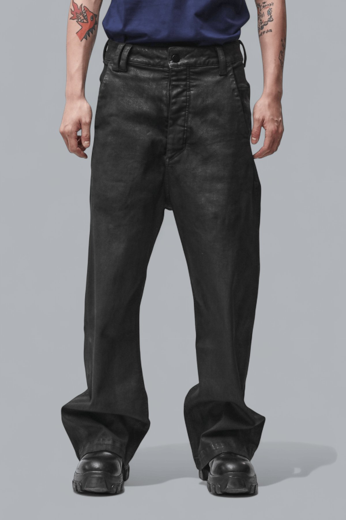 M T 108 COATED WIDE LEG JEANS