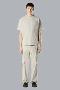 T-shirt van gekamd biologisch katoenjersey, parelgrijs.