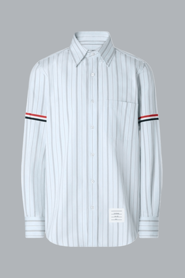 RWB ARMBAND WIDE STRIPE STRAIGHT FIT DYED POPLIN SHIRT