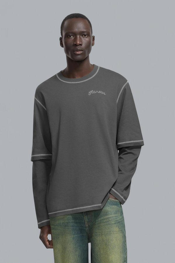 SIGNATURE LOGO OUTLINE LAYERED LONG SLEEVE T-SHIRT