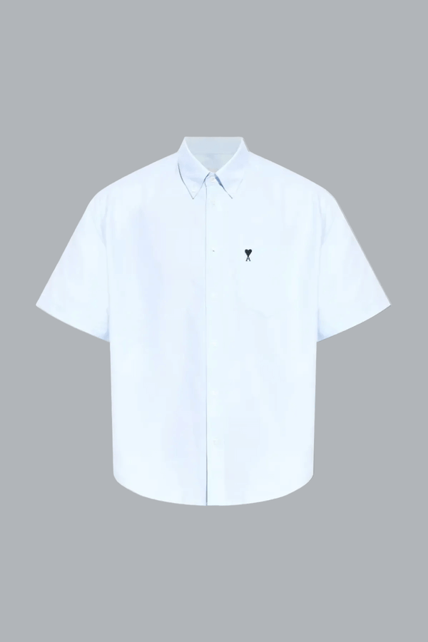 Boxy shirt met korte mouwen, blauw