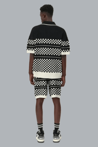 Geruit mesh shirt zwart