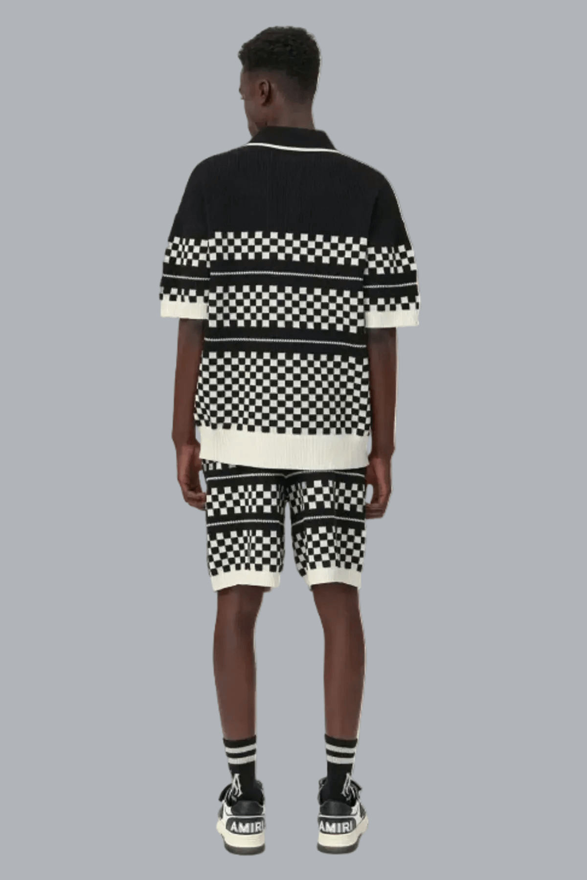 CHECKERED MESH SHIRT BLACK