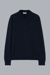 KNIT LONG SLEEVE POLO SHIRT