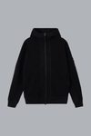 ORGANIC COTTON WAFFLE FLEECE HOODIE SWEATER BLACK