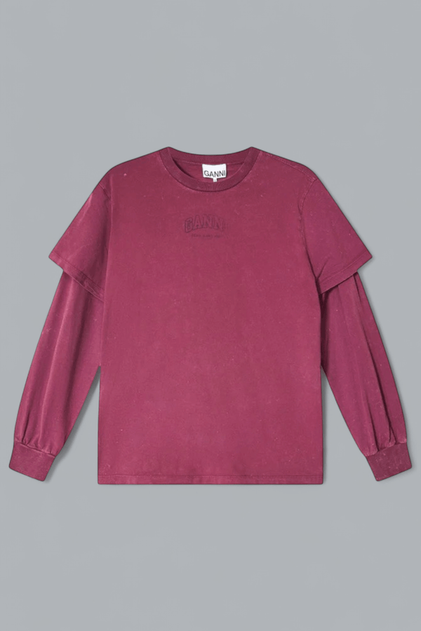 Future T-Shirt aus schwerem Stoff mit doppelten Ärmeln und langen Ärmeln