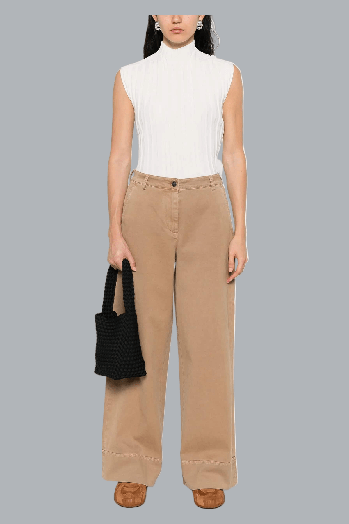 MONCLER WIDE LEG PANTS Beige WOMEN