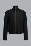 MERINO WOOL LEATHER PATCHED ZIP THROUGH CARDIGAN