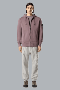 ORGANIC COTTON FLEECE HOODIE SWEATER PURPLE GRAY