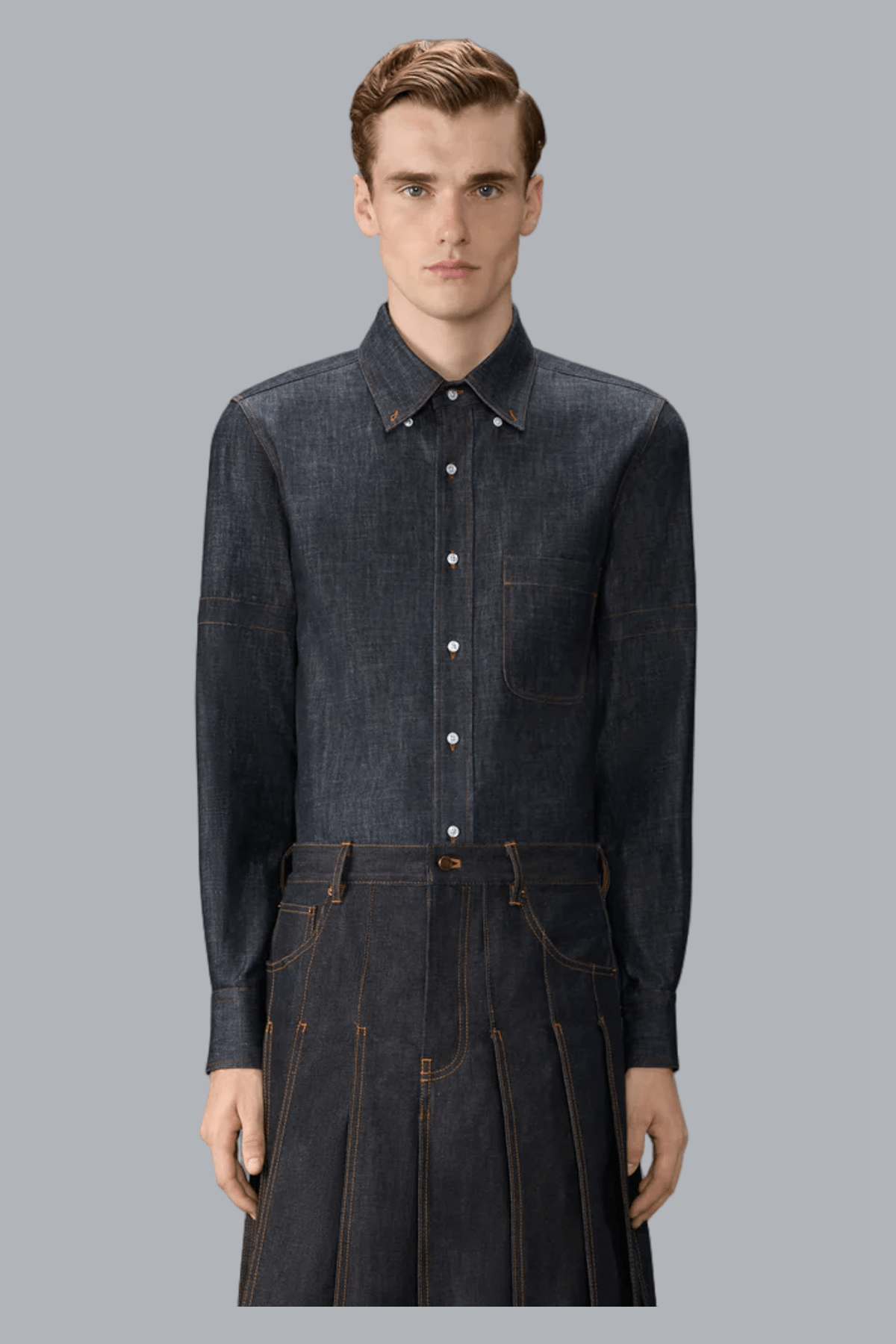 Denimhemd mit RWB-Innenmanschette und gerader Passform