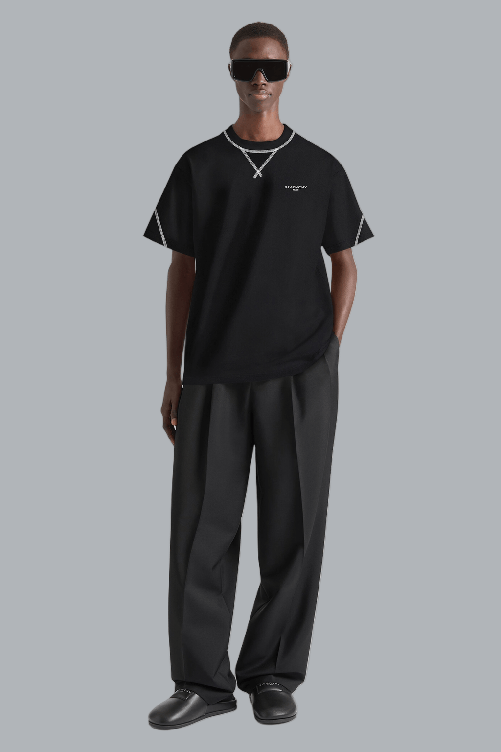 COUTURE SEAM CONTRASTED STITCH T-SHIRT