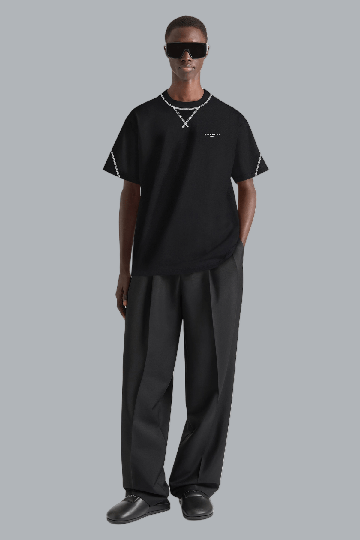 COUTURE SEAM CONTRASTED STITCH T-SHIRT