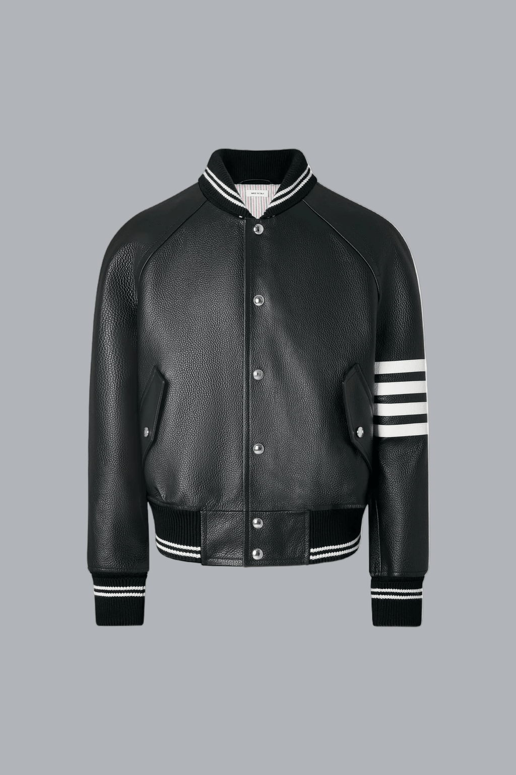CALF LEATHER 4 BAR BOMBER JACKET