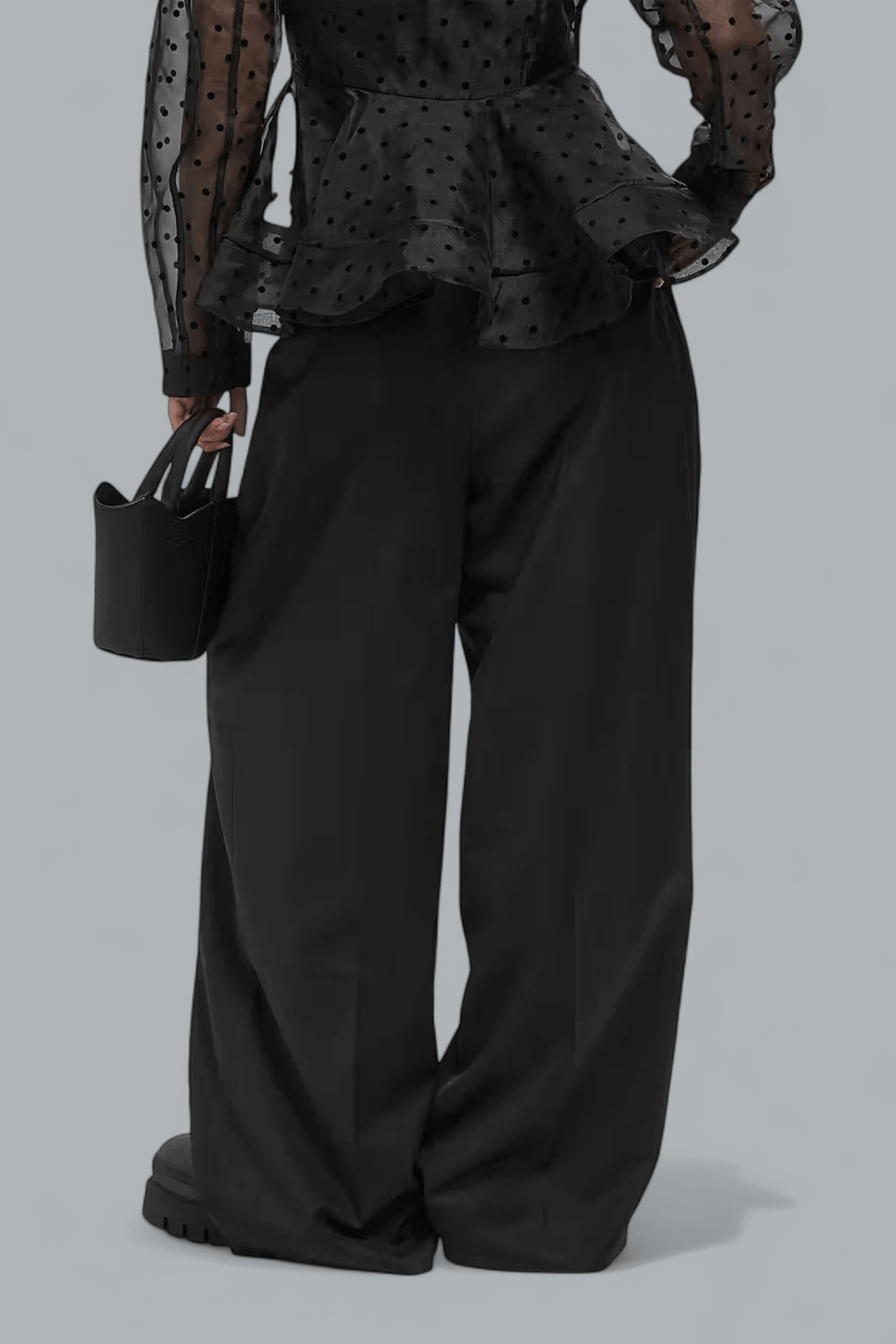 CALENDERED WOOL MID WAIST PANTS