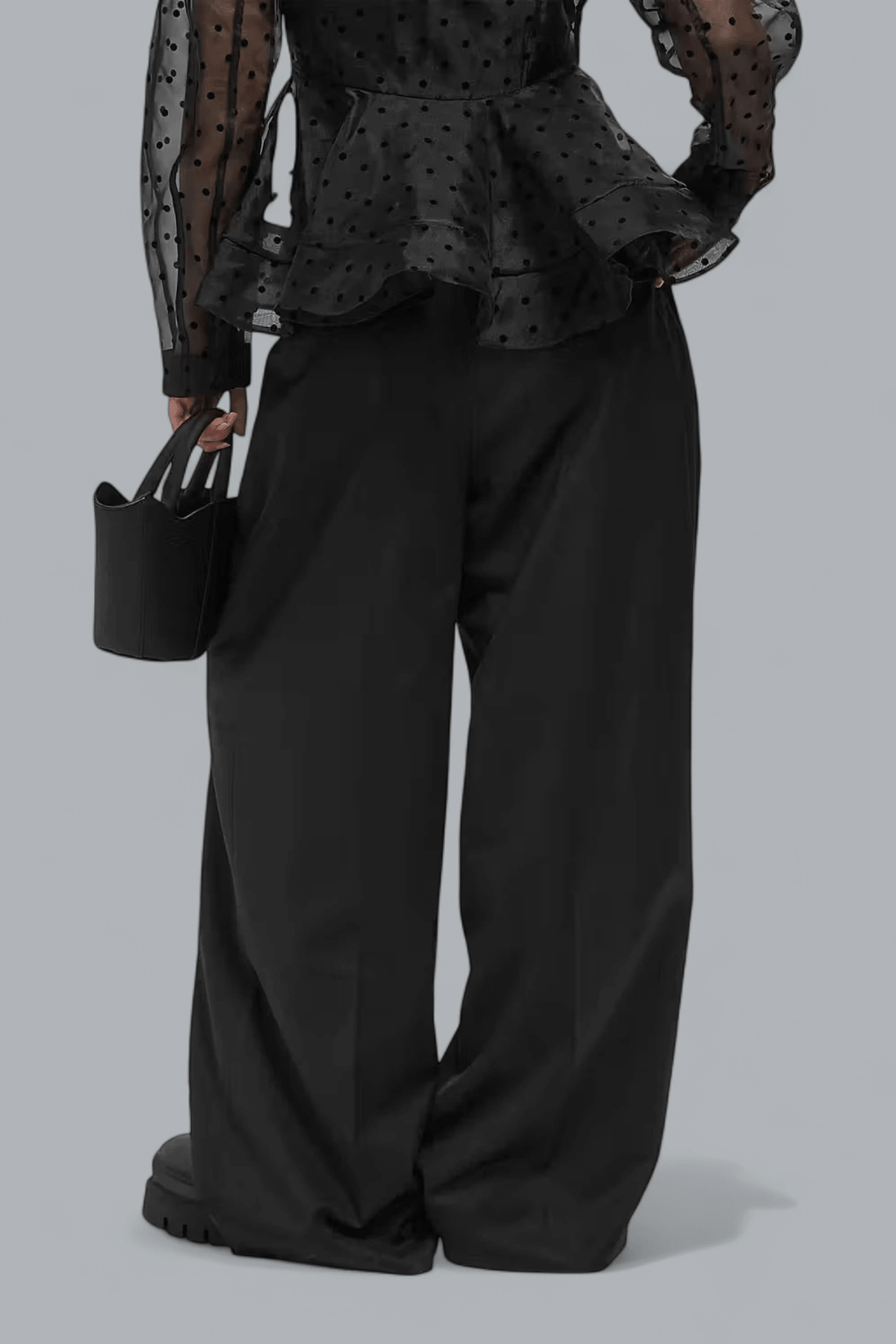 CALENDERED WOOL MID WAIST PANTS