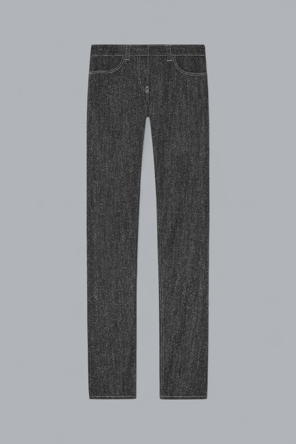 SNAP DENIM TWEED STRAIGHT JEANS