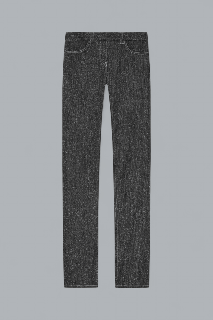 SNAP DENIM TWEED STRAIGHT JEANS