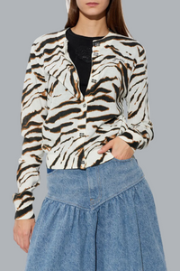 SHEER PRINTED COTTON CARDIGAN