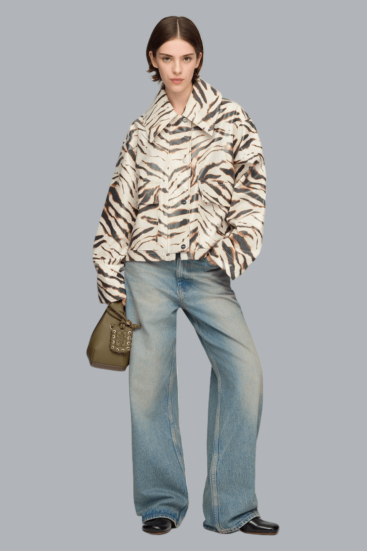 PRINTED LAMINATED COTTON CANVAS BARN JACKET