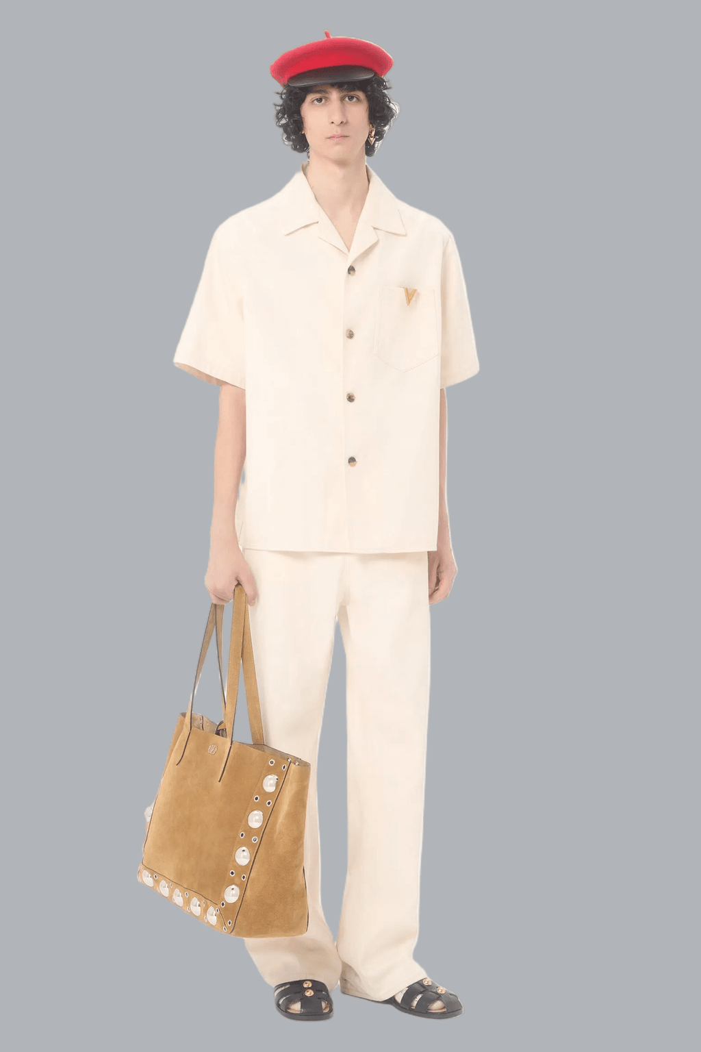 DENIM-OVERSHIRT VLOGO WEISS