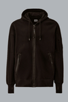 DIAGONAL RAISED FLEECE ZIP HOODED LENS SWEATSHIRT BLACK