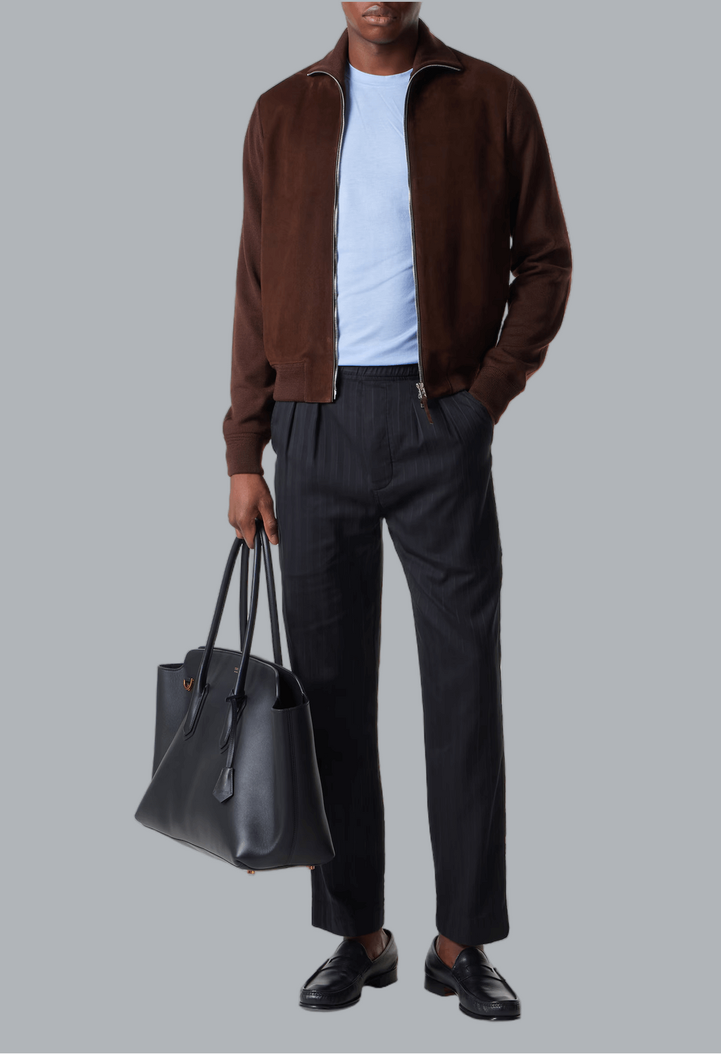 suede front merino full zip cocoa brown