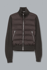 NYLON DOWN FRONT MERINO WOOL ZIP THROUGH CARDIGAN