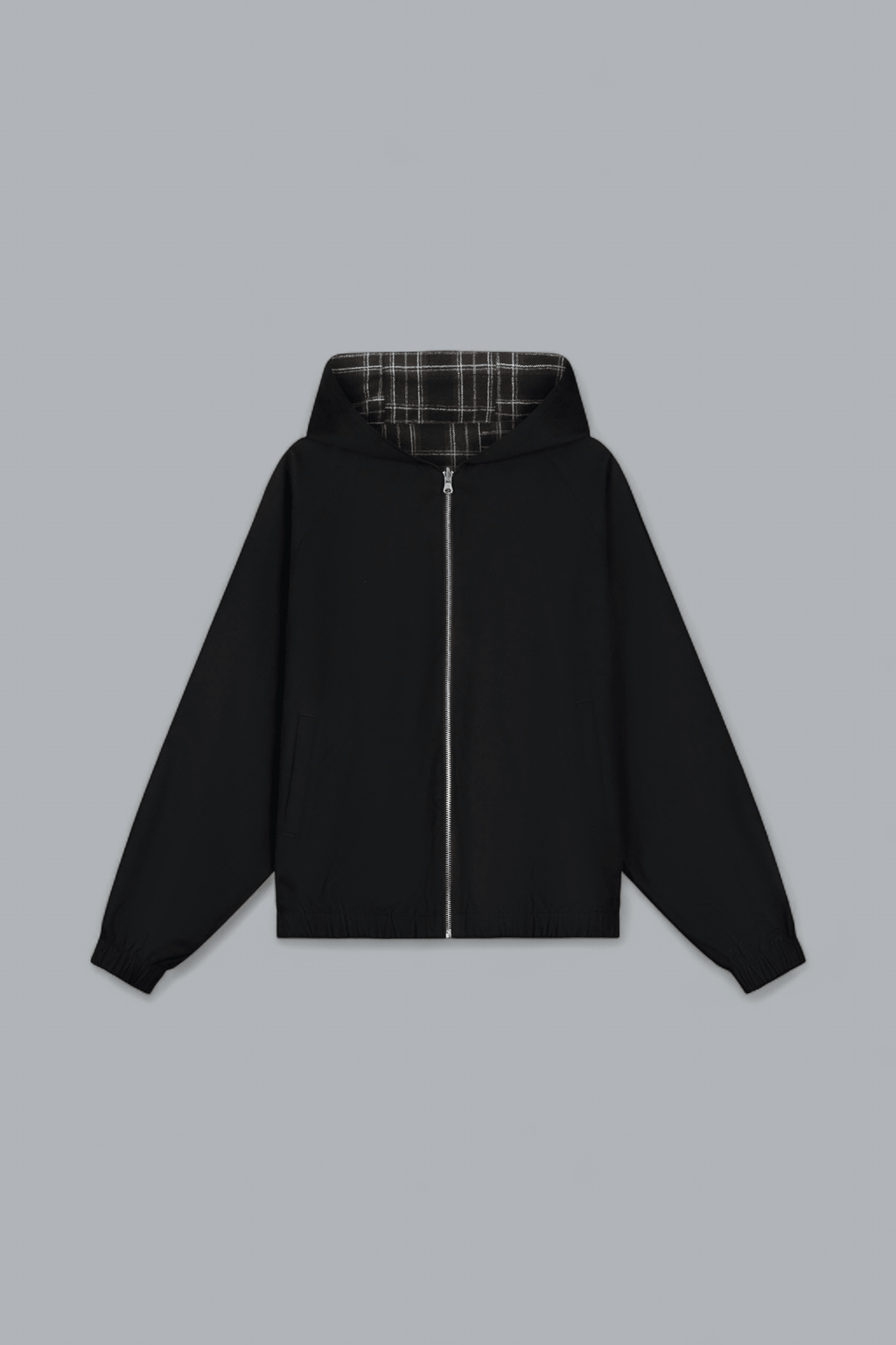REVERSIBLE PLAID HOODED JACKET