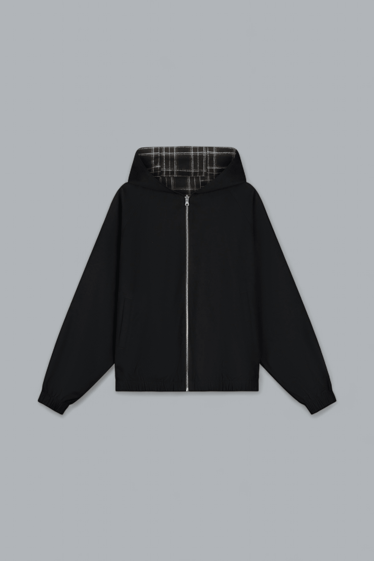 REVERSIBLE PLAID HOODED JACKET