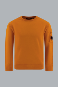 COTTON DIAGONAL FLEECE CREWNECK LENS SWEATSHIRT ORANGE