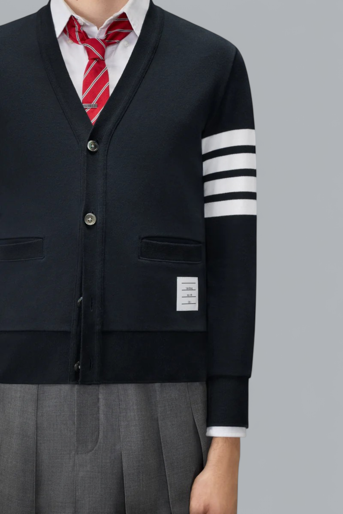 Sailboat-Cardigan aus klassischem Loopback-Material mit 4-Bar-Motiv
