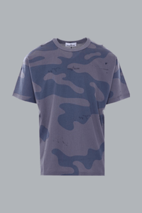 Gestructureerd gemerceriseerd jersey T-shirt, blauwgrijs