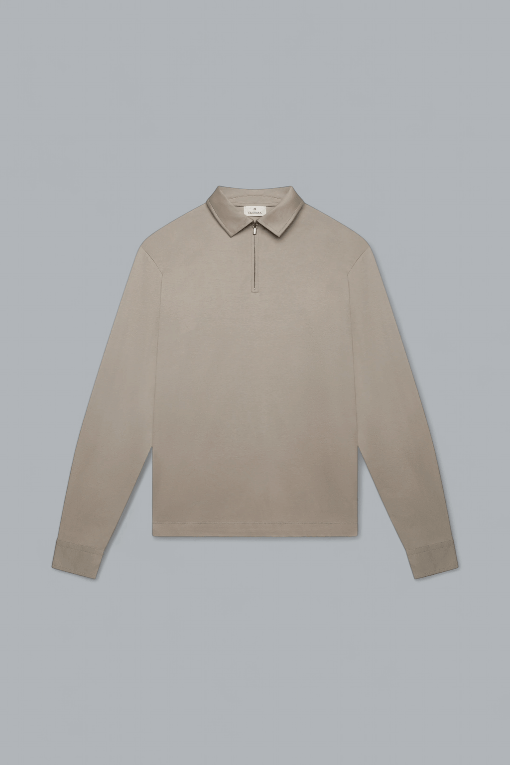 SUPIMA ZIP COLLAR LONG SLEEVE POLO SHIRT