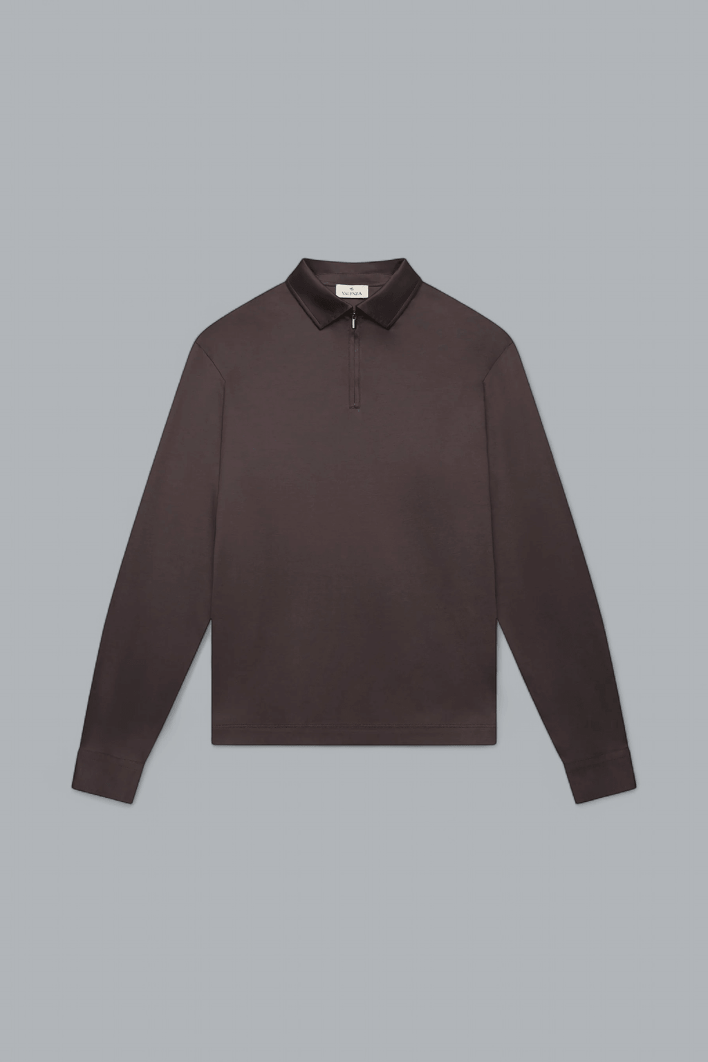 SUPIMA ZIP COLLAR LONG SLEEVE POLO SHIRT