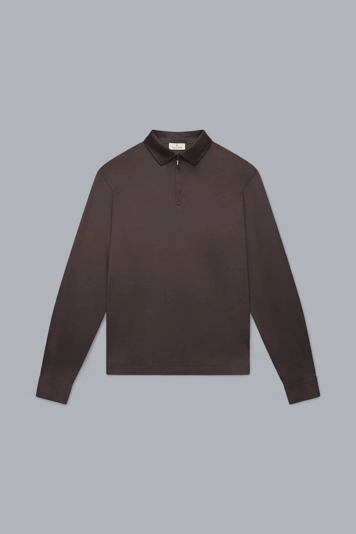 SUPIMA ZIP COLLAR LONG SLEEVE POLO SHIRT