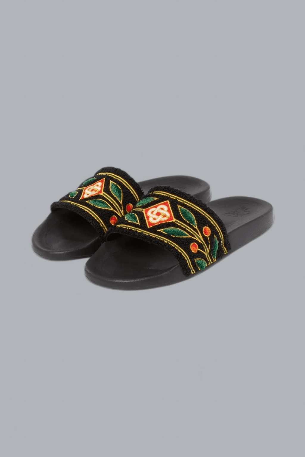 EMBROIDERED TERRY SLIDES