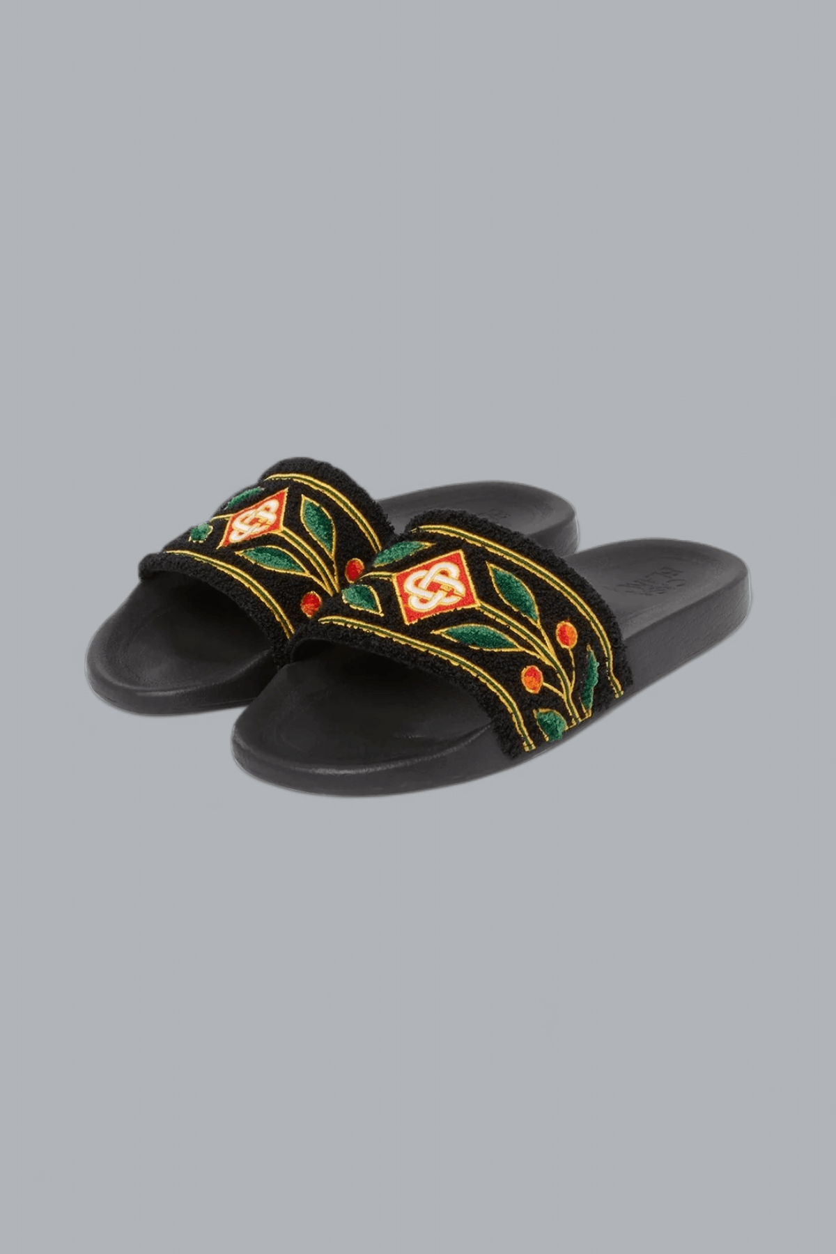 EMBROIDERED TERRY SLIDES