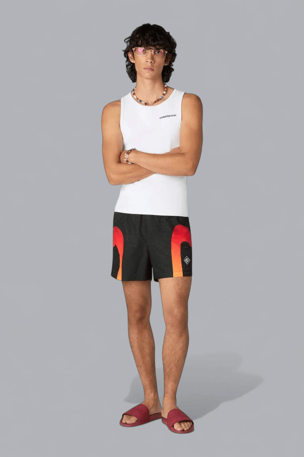 GRADIENT PANEL MONOGRAM SWIM SHORTS