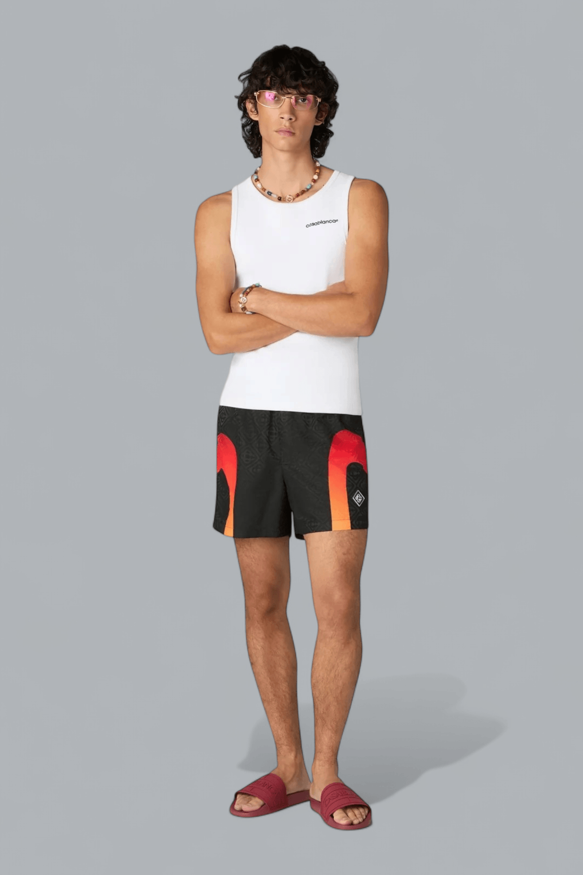 GRADIENT PANEL MONOGRAM SWIM SHORTS