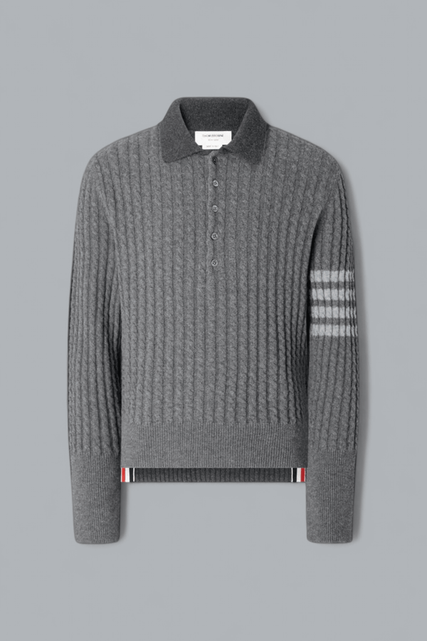 2-IN-1 BABY CABLE MERINO WOOL 4 BAR POLO SHIRT