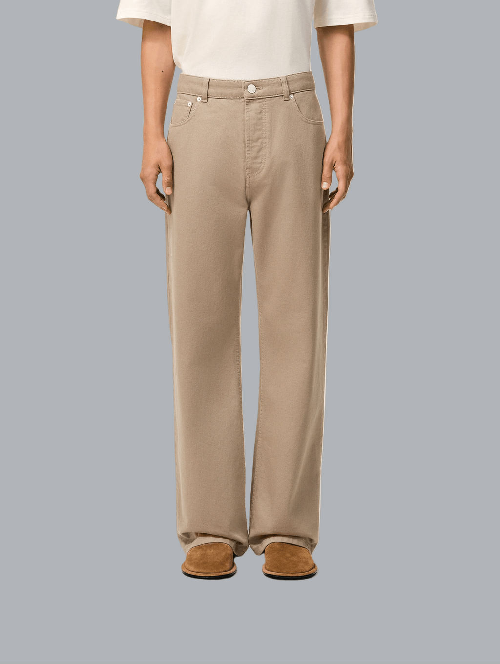 LARGE FIT JEANS BEIGE TAUPE